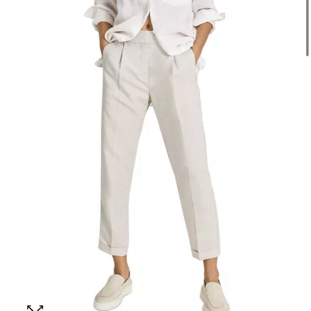 Reiss Lily pull on trousers linen blend straight leg us12